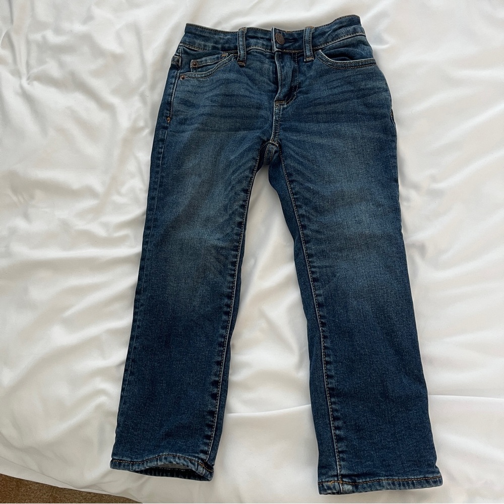 Gap Kids fleece lined, straight leg, dark wash jeans, size 5